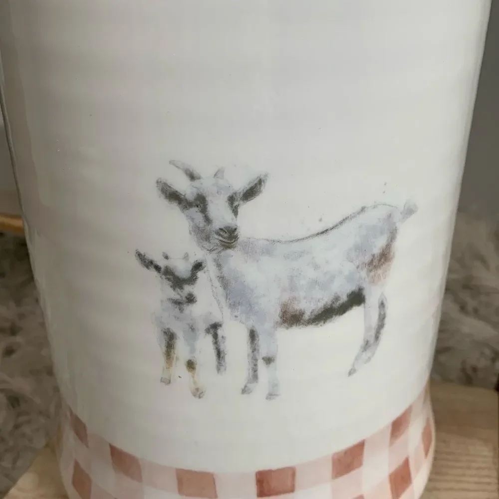 Pier 1 Earthenware Goat Cookie Biscuit Storage Jar